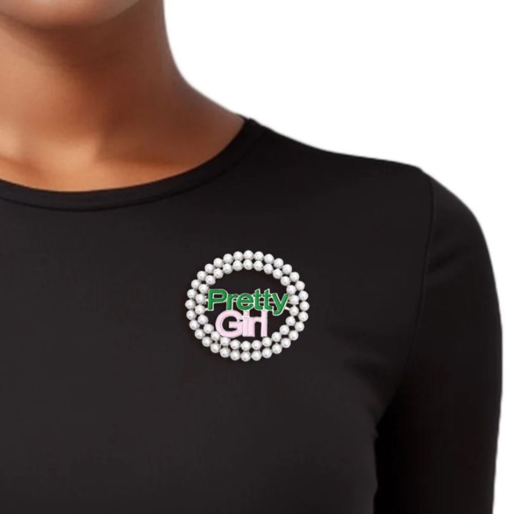 Alpha Kappa Alpha (AKA) Pretty Girl Round Brooch Pin | 1908 Jewelry